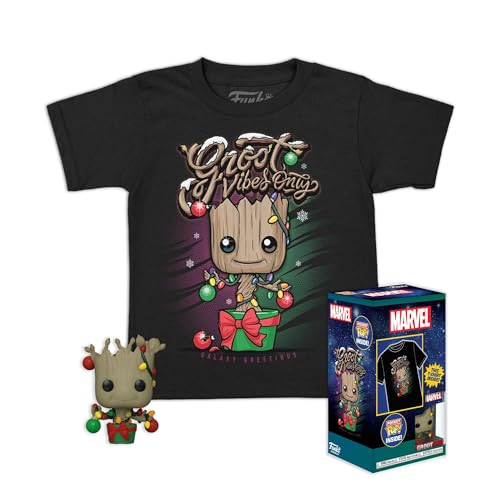 Funko Pocket POP! & Tee: Guardians of The Galaxy - Holiday Groot - S - Avengers Infinity War - T-Shirt - Kleidung Mit Vinyl-Minifigur Zum Sammeln - Geschenkidee - Spielzeug Und Kurzärmeliges Top von Funko