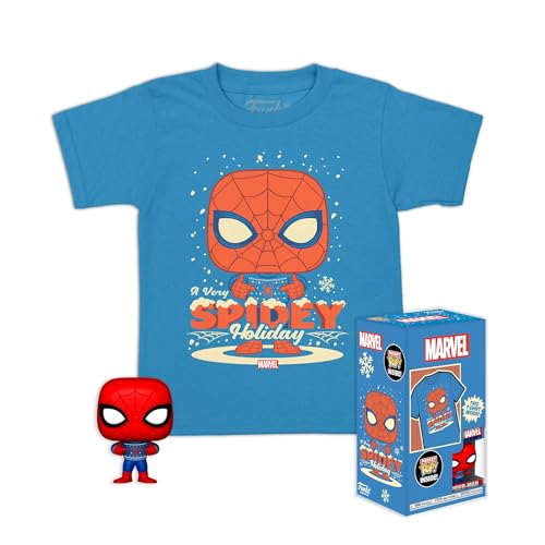 Funko Pocket POP! & Tee: Marvel-Holiday Spiderman - Spider-Man - M - Captain America 3 - T-Shirt - Kleidung Mit Vinyl-Minifigur Zum Sammeln - Geschenkidee - Spielzeug Und Kurzärmeliges Top Männer von Funko