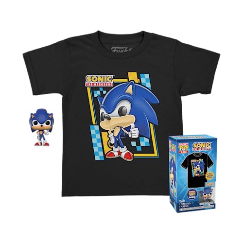 Funko Pocket Pop! & Tee: Sonic - Für Kinder - Beflockt - Small - (S) - Sonic The Hedgehog - T-Shirt - Kleidung mit Vinyl-Minifigur Zum Sammeln - Geschenkidee - Spielzeug und Kurzärmeliges Top Männer von Funko