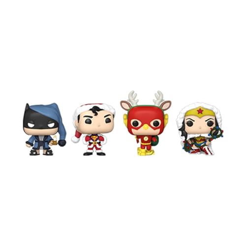 Funko Pocket Pop! DC Holiday - Superman - Tree Holiday Box 4 Pieces - DC Comics - Keychain - Neuartiger Schlüsselanhänger - Vinyl-Minifigur Zum Sammeln - Strumpffüller - Geschenkidee von Funko