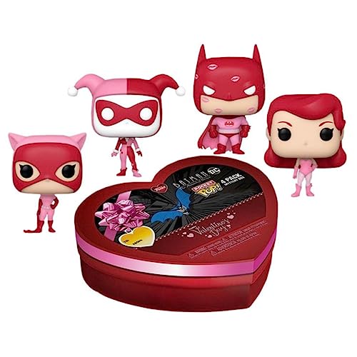 Funko Pocket Pop! DC Valentine Box 4 Pieces - Batman - (WMT) - DC Comics - Keychain - Neuartiger Schlüsselanhänger - Vinyl-Minifigur Zum Sammeln - Strumpffüller - Geschenkidee - Minifigur von Funko