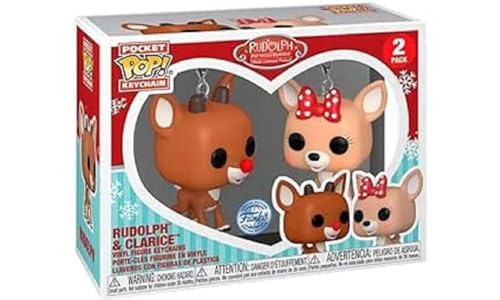 Funko Pop! Keychain: Rudolph - 2 Packung Rudolph & Clarice - Rudolph The Red-Nosed Reindeer - Neuartiger Schlüsselanhänger - Vinyl-Minifigur Zum Sammeln - Strumpffüller - Geschenkidee - Movies Fans von Funko