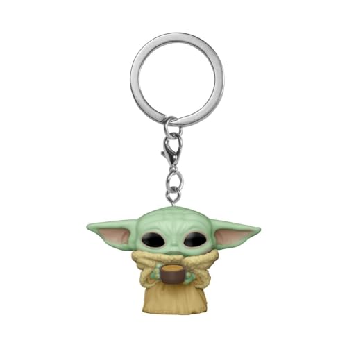 Funko Pop! Keychain: Star Wars: The Mandalorian - Raspberry - Grogu (The Child, Baby Yoda) mit Cup - Neuartiger Schlüsselanhänger - Vinyl-Minifigur Zum Sammeln - Strumpffüller - Geschenkidee von Funko