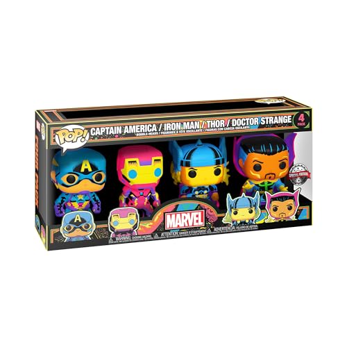 Funko Pop! Marvel: Blacklight - Captain America - 4PK - Marvel Comics - Vinyl-Sammelfigur - Geschenkidee - Offizielle Handelswaren - Spielzeug Für Kinder und Erwachsene - Comic Books Fans von Funko