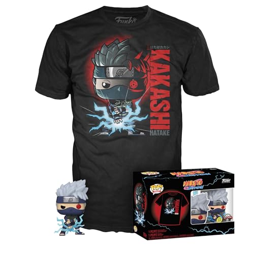 Funko Pop! & Tee: Naruto - Kakashi - Large - (L) - T-Shirt - Kleidung mit Vinyl-Sammelfigur - Geschenkidee - Spielzeug und Kurzärmeliges Top Für Erwachsene Männer und Frauen - Offizielle Handelswaren von Funko