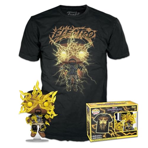 Funko Pop! & Tee: Spider-Man: NWH - Electro - Leuchtet Im Dunkeln - Extra Large - (XL) - Marvel - T-Shirt - Kleidung mit Vinyl-Sammelfigur - Geschenkidee - Spielzeug und Kurzärmeliges Top von Funko