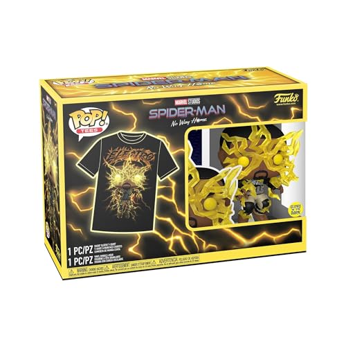 Funko Pop! & Tee: Spider-Man: NWH - Electro - Leuchtet Im Dunkeln - Large - (L) - Marvel - T-Shirt - Kleidung mit Vinyl-Sammelfigur - Geschenkidee - Spielzeug und Kurzärmeliges Top Männer von Funko