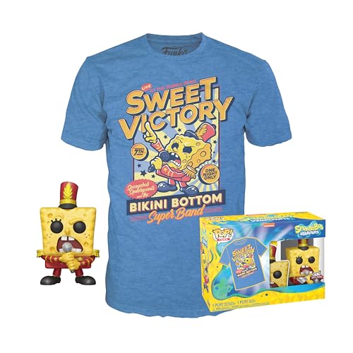 Funko Pop! & Tee: Spongebob - BandLDR - Medium - Spongebob Squarepants - T-Shirt - Kleidung mit Vinyl-Sammelfigur - Geschenkidee - Spielzeug und Kurzärmeliges Top Für Erwachsene Männer und Frauen von Funko