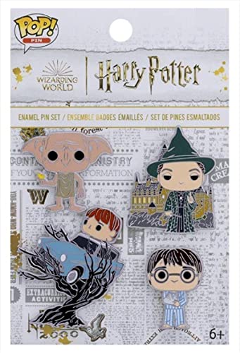 Loungefly Pop! 4 Packung Pin Set: Hp Anniversary - Harry Potter - 1/6 Quote Für Seltene Chase-Variante Amber Of Secrets - Harry Potter Emaille-Nadeln - Niedliche Brosche Zum Sammeln - Für Rucksäcke von Funko