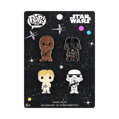 Loungefly Pop! 4 Packung Pin Set: Star Wars - Assortment - Luke Chewy Darth Storm Trpr - Star Wars Emaille-Nadeln - Niedliche Brosche Zum Sammeln - Für Rucksäcke & Taschen - Geschenkidee von Funko