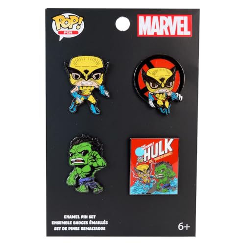 Loungefly Pop! 4PKPN: Marvel - Wolverine - Wolverine 50TH Anniversary Comic Action - X-Men Emaille-Nadeln - Niedliche Brosche Zum Sammeln - Für Rucksäcke & Taschen - Geschenkidee - Comic Books Fans von Funko