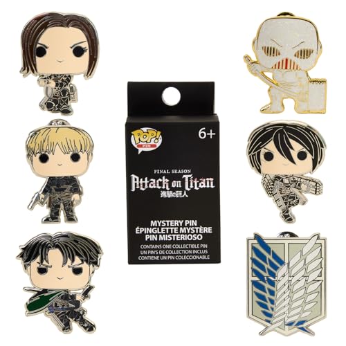 Loungefly Pop! 6 Pieces BLIND PIN Set: AOT Characters - Eren Jaeger - Attack On Titan - Blind Box Emaille-Nadeln - Niedliche Brosche Zum Sammeln - Für Rucksäcke & Taschen - Geschenkidee - Anime Fans von Funko