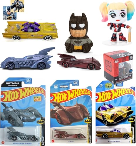 Night Bat Gothams Batman Minifigur gebündelt mit Caped Crusader Batmobile Heroes Movie + Harley Quinn Exclusive Diamond Minis 5-teilig von Funko