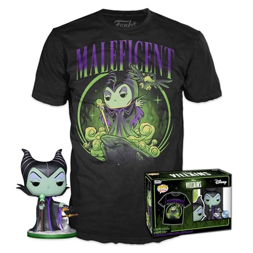 Funko Pop! & Tee: Villains - Maleficent - Diamant-Glitzer - M - Medium - Disney - T-Shirt - Kleidung mit Vinyl-Sammelfigur - Geschenkidee - Spielzeug und Kurzärmeliges Top Für Erwachsene Männer von Funko