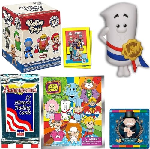 Retro GO Monopoly Figure Soda Icon Uncle Penny Bags Bundled with Classic Pop Mini Blind Box Character + Vintage Toy Trading Cards & Game Sticker Pack 4 Items von Funko