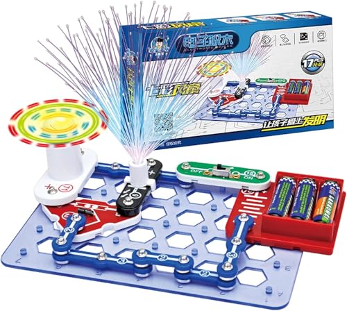 Elektronik Bausatz Spielzeug, Physikalisches Experimente für Kinder ab 5, Elektrobaukasten für Kinder, Experimente zu Stromkreisen, Experimentierkasten mit Lichtwellenleiter-Baum und Lüfter von Funmo