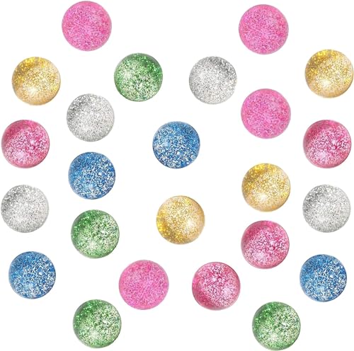 Funmo 24 Stück Glitter Flummi, Glitzer Flummies für Kinder, 32mm Flummis Kindergeburtstag, Flummi Kann für Geburtstagsgeschenke Belohnungen im Klassenzimmer Verwendet Werden von Funmo