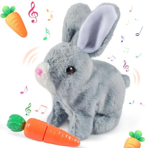 Funmo Osterhase Plüsch Elektrische,Elektrisches plüsch-Kaninchen,Plüschtier Hase,Simuliertes elektrisches Kaninchen,Elektrisches Kaninchenspielzeug,Kaninchensimulation Spielzeug für Kinder und Baby von Funmo