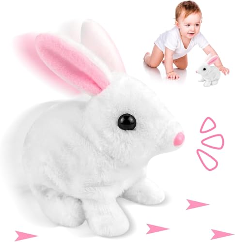 Funmo Osterhase Plüsch Elektrische,Elektrisches plüsch-Kaninchen,Plüschtier Hase,Simuliertes elektrisches Kaninchen,Elektrisches Kaninchenspielzeug,Kaninchensimulation Spielzeug für Kinder und Baby von Funmo