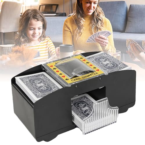 Funmo Elektrischer Kartenmischer mit 2 Decks, Kartenspiele Kartenmischer Automatischer Akku Kartenmischmaschine für Heimkartenspiele, Poker, Spielkarten, Rommé, Blackjack von Funmo