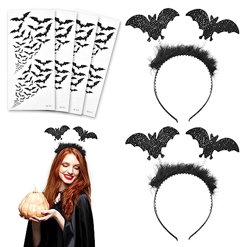 Funmo Halloween Fledermaus Stirnband Fledermaus Haarreifen mit Glitzereffekt Cosplay Vampir Haarreif Fascinator Kopfschmuck für Dress up Halloween Requisiten Cosplay Headwear von Funmo