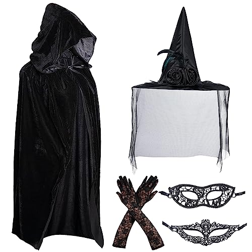 Funmo Halloween Kostüm Damen Geister Schwarze Geisterbraut böse Königin Damen Hexe Kostüm Faschingskostüme Cosplay Halloween Party Karneval Fastnacht Kleid für Erwachsene Dress Up Party 150CM Funmo Halloween Kostüm Damen Geister Schwarze Geisterbraut böse Königin Damen Hexe Kostüm Faschingskostüme Cosplay Halloween Party Karneval Fastnacht Kleid für Erwachsene Dress Up Party 150CM von Funmo