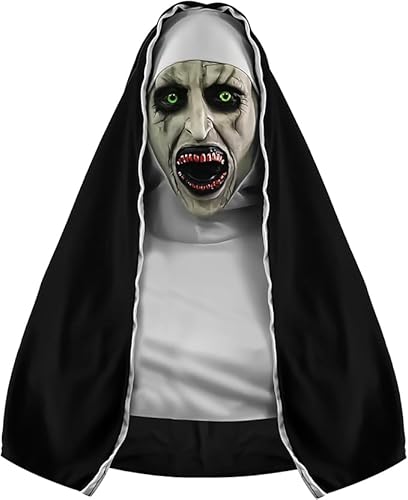 Funmo Halloween Maske,The Nonne Maske,Halloween Deko Horror Maske,Nonnen Maske Halloween Cosplay Kostüm Horror,Geeignet für Männer und Frauen,Nonne Dress Up Halloween Party Requisiten von Funmo