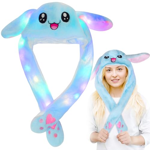 Funmo Hut Hasenmütze Kaninchen,Hasen Mütze mit Beweglichen Ohren,Partyhüte Urlaub Cosplay Mütze,Hasen Plüsch Hut Geburtstagsgeschenk für Kinder Mädchen Freundin (blau) von Funmo