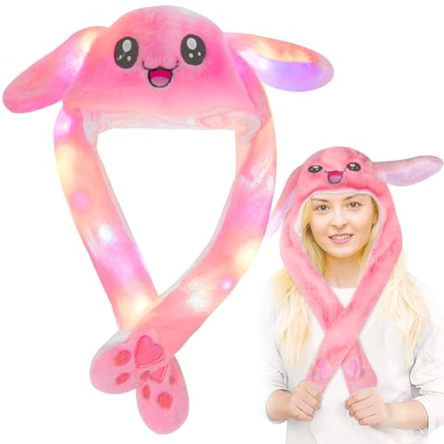 Funmo Kaninchen Hut Hasenmütze Partyhüte Urlaub Cosplay Mütze,Hasen Mütze mit Beweglichen Ohren,Hasen Plüsch Hut Geburtstagsgeschenk für Kinder Mädchen Freundin (Rosa) von Funmo