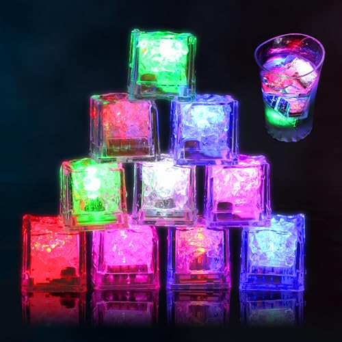 Funmo LED Eiswürfel für Getränke,leuchtende Eiswürfel, LED-Eiswürfel-Lichter,Led Ice Cubes Bad,Bunt leuchtende LED Eiswürfel,Baby Badespielzeug,LED Glühen Licht Leuchten Eiswürfel Wiederverwendbar von Funmo