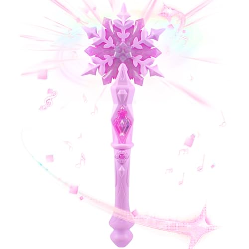 Funmo Leuchtender Schneeflocken-Zauberstab Prinzessinnen-LED-Leuchtstab Sound, Schneeflocken-Feen-Zauberstab Kind Mädchen Prinzessin Partyzubehör Kostüm Cosplay Zubehör Party-Dekoration Y-magic wand von Funmo