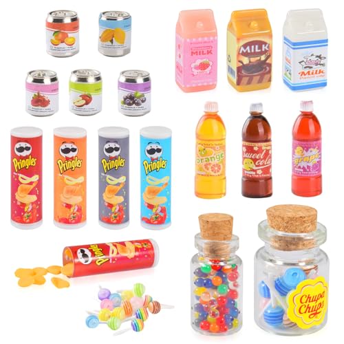 Funmo Miniatur Lebensmittel Set, Miniatur Lebensmittel Getränke Spielzeug, Kinder Kunststoff Spielen Lebensmittel Spielzeug, Gefälschte Lebensmittel Kinder Geschenke & Indoor-Spielzeug von Funmo