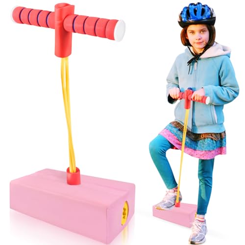 Pogo Jumper Draußen Spielzeug,Rosa Pogo Jumper für Kinder,Pogo Stick Hüpfspielzeug Foam,Spielzeug Schaumstoff Pogostick,Hochelastischer Schaumspannschlauch Jumper für Kinder Erwachsene von Funmo