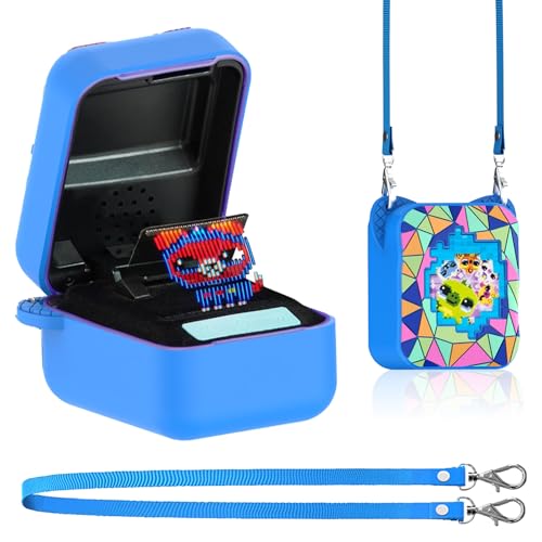 Funmo Silikonhülle für Bitzee,Silikon Schutz Tasche für Bitzee Digital Haustier, rutschfeste Silikonhülle mit Handschlaufe,Tragetasche für Bitzee Digital Pet Interaktives Spielzeug (Blau) von Funmo