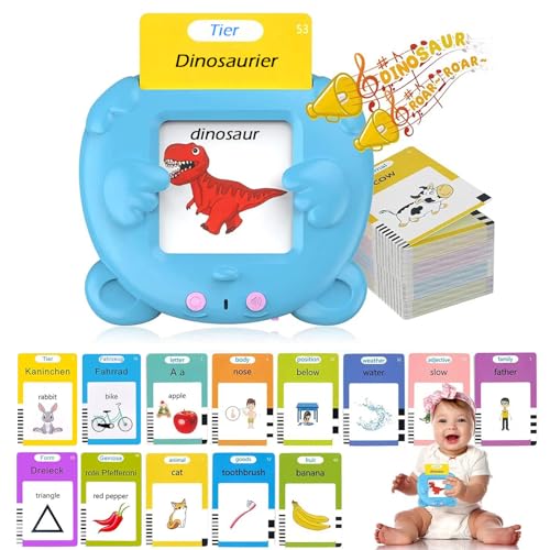 Sprechende Lernkarten Deutsch Englisch Funmo Sprechende Flash-Karten Hörbar Lernspielzeug Interaktive Spielzeug Lernkarten Kinder 112 Blätter 224 Wörter Für 1-6 Jahre Alt Carte Flash Parlante von Funmo