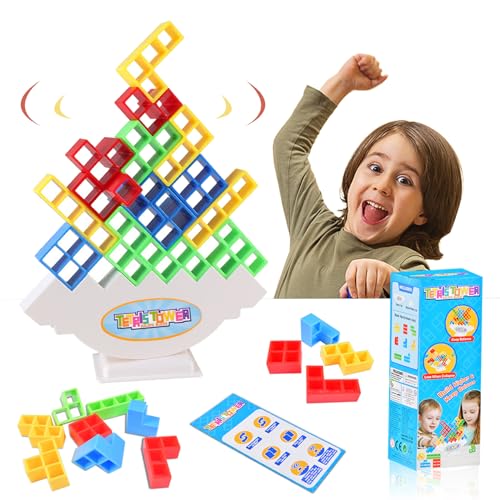 Tetra Tower Balance Spielzeug, Tetris Balance Spielzeug Tower Game, Tetris Balance Spielzeug für Kinder ab Jahre 3+, Lustige Kreative Stapeln Spielzeug Geschenke für Jungen Mädchen von Funmo