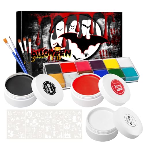 Funnity Halloween Make Up , Face Paint Halloween, Halloween Schminke Set für Theaterschminke, Halloween, Karnevalsschminke, Party Make up, Ungiftig Wasserfest Langanhaltend von Funnity