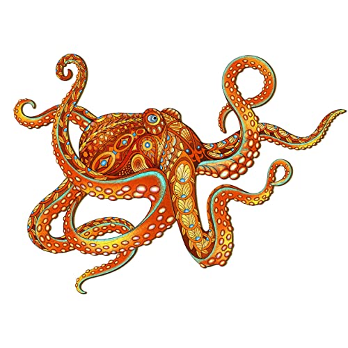 Funnli Holzpuzzle Erwachsene, Einzigartige Tierförmige Holz Puzzle(Großer Oktopus) (S- 23 * 16.6cm) von Funnli