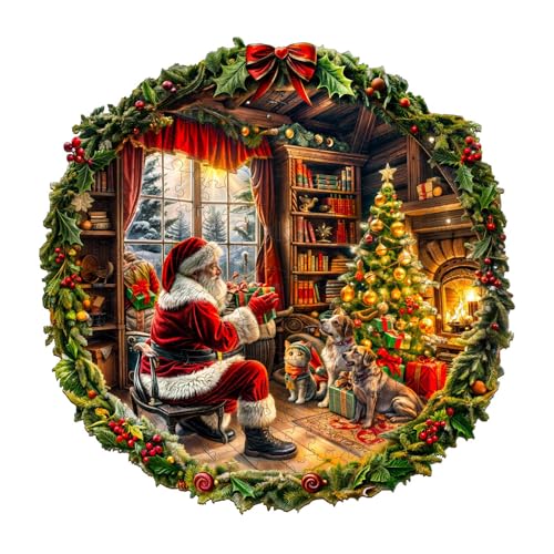 Funnli Holzpuzzles für Erwachsene und Kinder,Einzigartige Tierförmige Holz-Puzzle (Santa), Puzzle aus Tierteilen von Funnli