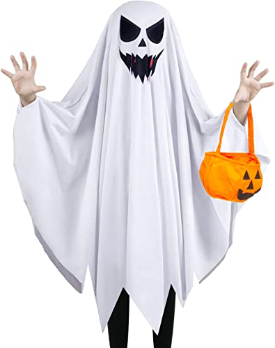 Funnlot Halloween Kostüm Kinder Geister Kostüm Jungen Horror Geist Umhang mit Kürbis Tasche für Karneval Fasching Cosplay 100cm von Funnlot