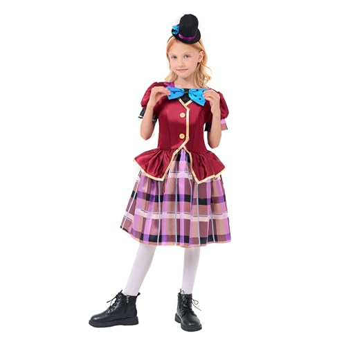 Funnlot Hutmacher Kostüm Kinder, Faschingskostüme Kinder Mädchen Alice im Wunderland Kostüm Verrückter Hutmacher Karneval Kostüm Kinder für Fasching L(7-8 Jahre) von Funnlot