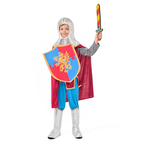 Funnlot Ritter Kostüm Kinder, Faschingskostüme Kinder Jungen 7Pcs Set Ritter Karneval Kostüm Kinder Mittelalter Ritterkostüm für Karneval Fasching L(7-8 Jahre) von Funnlot