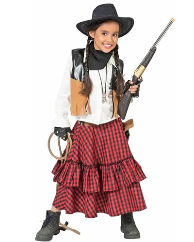 Funny Fashion Cowgirl Kostüm Austine für Mädchen - Rot Schwarz | Cowboy Western Kinderkostüm 164 von Funny Fashion