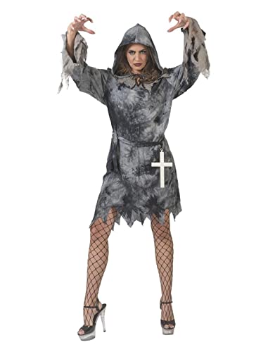 Funny Fashion Dämon Damenkostüm Greydevil Robe Kapuzenkleid Halloween Fasching Horror Kostüm Damen von Funny Fashion