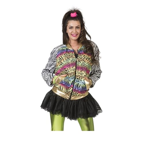 Funny Fashion Damen Kostüm 80er 90er Jahre Blouson Jacke Rapperin Hip Hop Tierprint bunt Karneval (36/38) von Funny Fashion