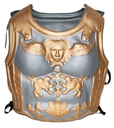 Funny Fashion Herren Kostüm Brustpanzer Gladiator Wappen Print Kämpfer Kostüm, One Size, Silber von Funny Fashion