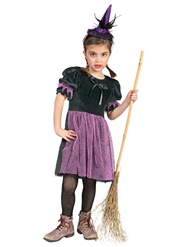 Funny Fashion Hexe Hexenkostüm Hexen Mädchen Kostüm Kinderkostüm Kinder Halloween Karneval Schwarz/Lila 140 von Funny Fashion