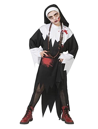 Funny Fashion Horror Nonne Halloween Mädchenkostüm teuflische Ordensschwester Zmbie Mädchen Kostüm von Funny Fashion