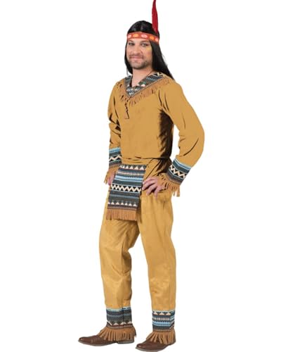 Funny Fashion Indianer Cherokee Herren Kostüm, Braun, 56/58 von Funny Fashion