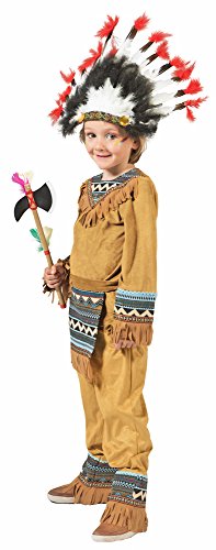 Funny Fashion Indianer Cherokee Jungen Kostüm - Schönes Kinder Indianer Wilder Westen Kostüm (Braun, 152) von Funny Fashion